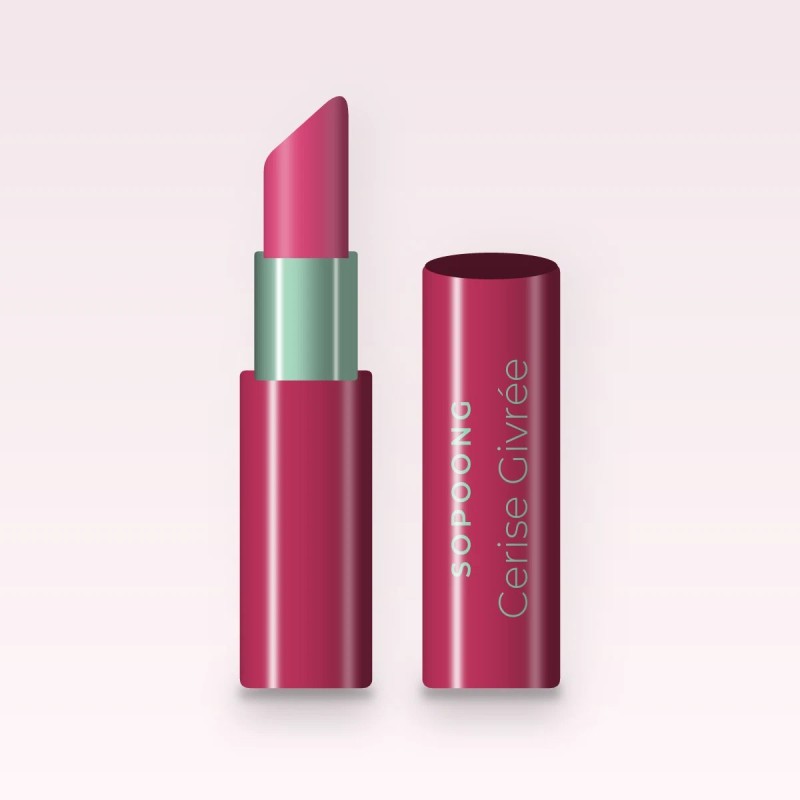 Rouge à lèvres Cerise Givrée à la cire de riz – Sopoong, étui 3,5 g, teinte 06 Rose vif
