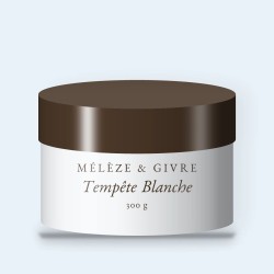 Gommage corps Tempête Blanche à l'huile de noisette – Mélèze & Givre, pot 300 g