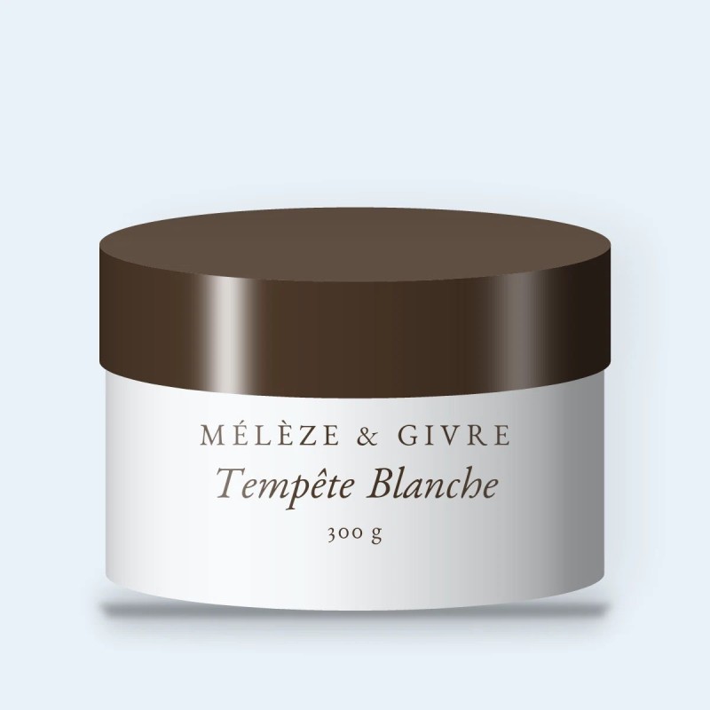 Gommage corps Tempête Blanche à l'huile de noisette – Mélèze & Givre, pot 300 g