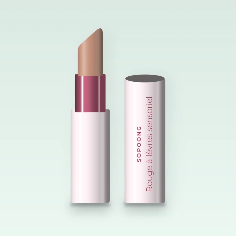 Rouge à lèvres sensoriel au beurre de murumuru – Sopoong, étui 3,5 g, teinte 01 Nude beige