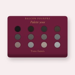 Palette yeux haute pigmentation à l'huile de ricin – Balcon Pourpre, 12 × 1 g, teinte Tons fumés