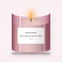 Bougie parfumée contemporaine au bois de santal – Sopoong, pot en verre 70 g