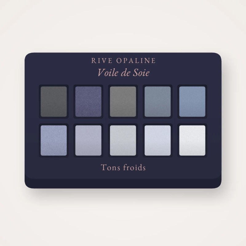 Palette yeux multi-usage Voile de Soie – Rive Opaline, 4 × 1,2 g, teinte Tons froids
