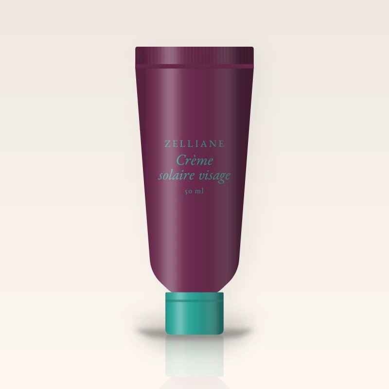 Crème solaire visage toucher sec à l'extrait de thé vert SPF 50 – Zelliane, tube 50 ml