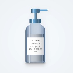 Contour des yeux anti-poches à l'extrait de fragon – Halvène, flacon-pompe 15 ml