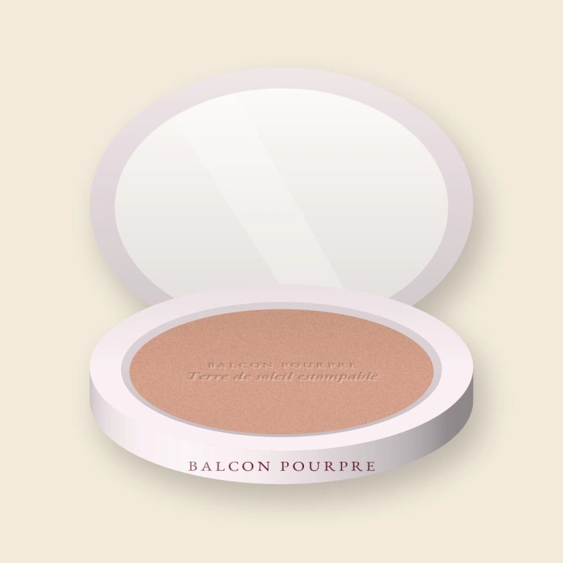 Terre de soleil estompable à la fleur d'oranger – Balcon Pourpre, boîtier 10 g, teinte 02 Sable rosé