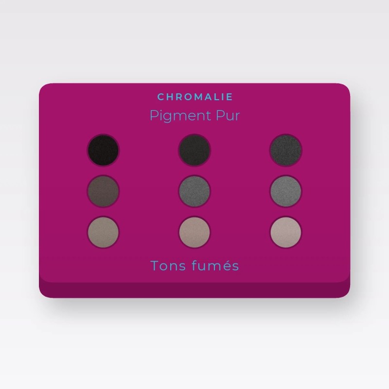 Palette yeux Pigment Pur sans transfert – Chromalie, 4 × 1,2 g, teinte Tons fumés