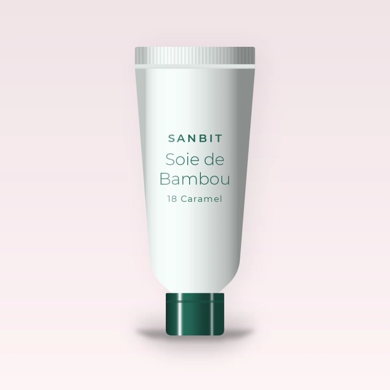 Fond de teint anti-imperfections Soie de Bambou – Sanbit, tube 35 ml, teinte 18 Caramel