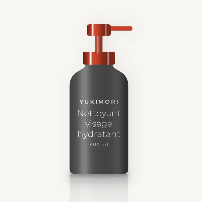 Nettoyant visage hydratant à l'argile blanche – Yukimori, flacon-pompe 400 ml