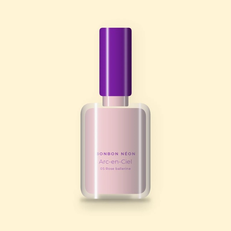 Vernis à ongles Arc-en-Ciel couture – Bonbon Néon, flacon 10 ml, teinte 05 Rose ballerine