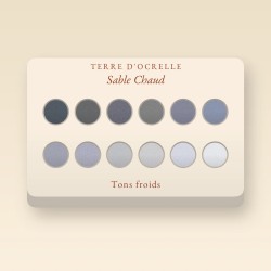 Palette yeux Sable Chaud sans effet poudreux – Terre d'Ocrelle, 9 × 1 g, teinte Tons froids