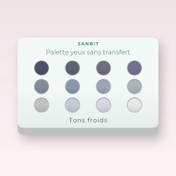 Palette yeux sans transfert à l'huile de noisette – Sanbit, 12 × 1 g, teinte Tons froids