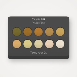 Palette yeux Pluie Fine à la poudre de soie – Yukimori, 9 × 1 g, teinte Tons dorés