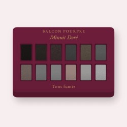 Palette yeux Minuit Doré effet naturel – Balcon Pourpre, 12 × 1 g, teinte Tons fumés