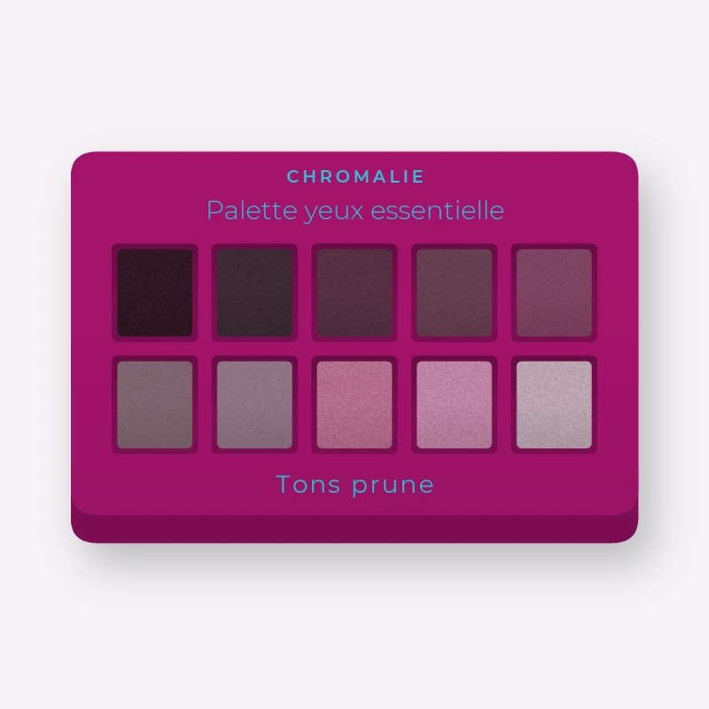 Palette yeux essentielle à l'huile de noisette – Chromalie, 9 × 1 g, teinte Tons prune