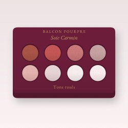 Palette yeux Soie Carmin à l'huile d'argan – Balcon Pourpre, 12 × 1 g, teinte Tons rosés