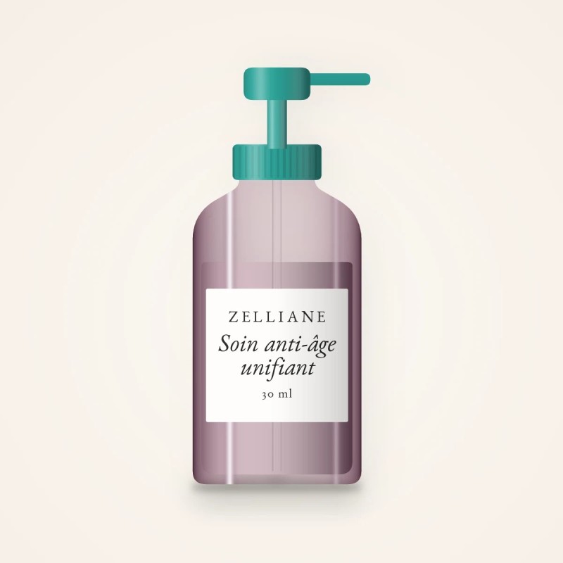 Soin anti-âge unifiant à la centella asiatica – Zelliane, flacon-pompe 30 ml