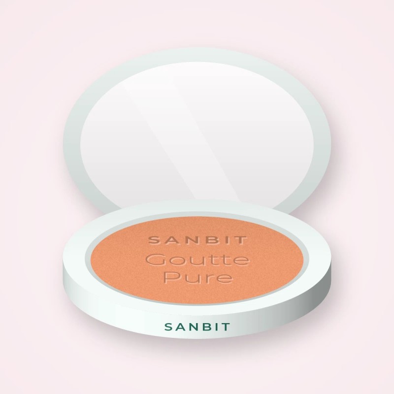 Blush sans effet poudreux Goutte Pure – Sanbit, boîtier 6 g, teinte 04 Abricot
