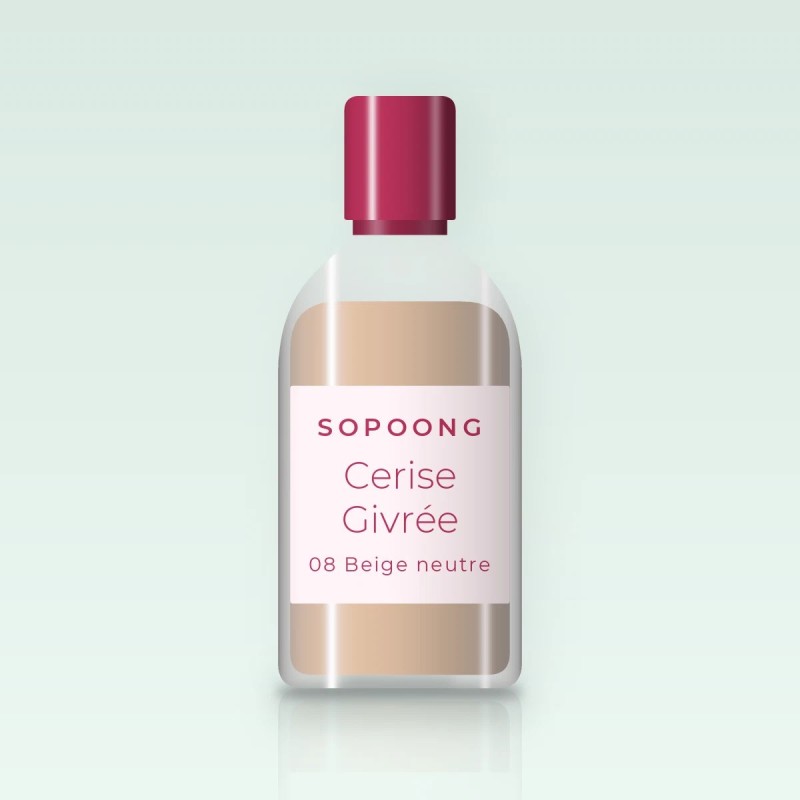 Fond de teint Cerise Givrée à l'acide hyaluronique – Sopoong, flacon 30 ml, teinte 08 Beige neutre