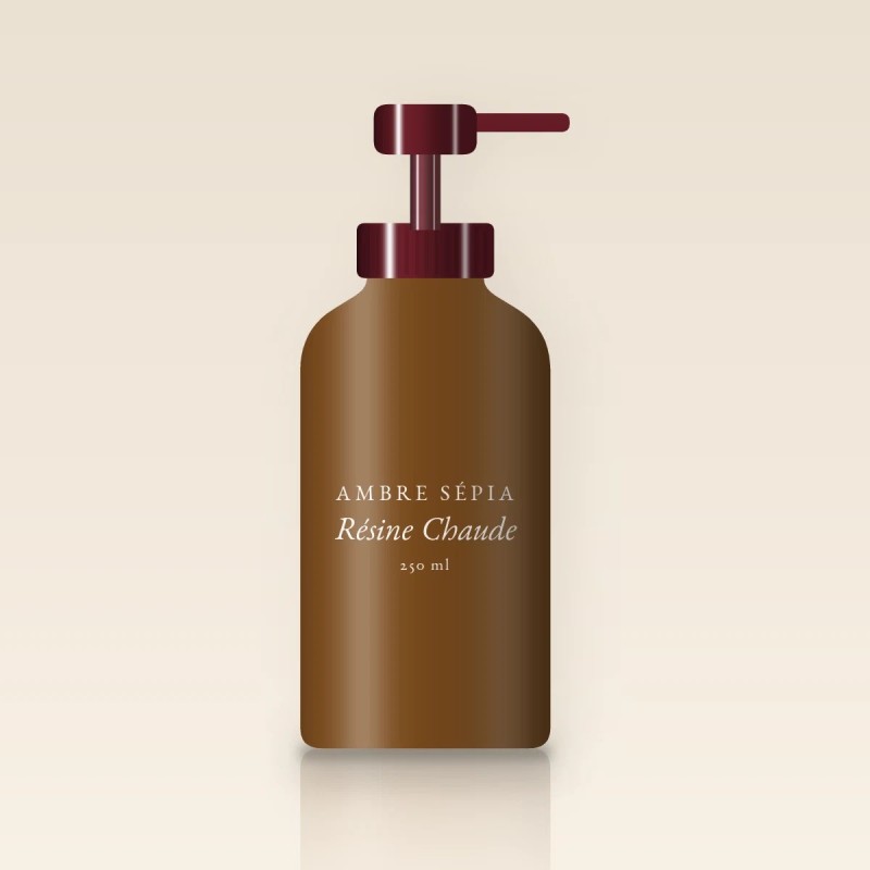 Lait corps Résine Chaude adoucissant – Ambre Sépia, flacon-pompe 250 ml