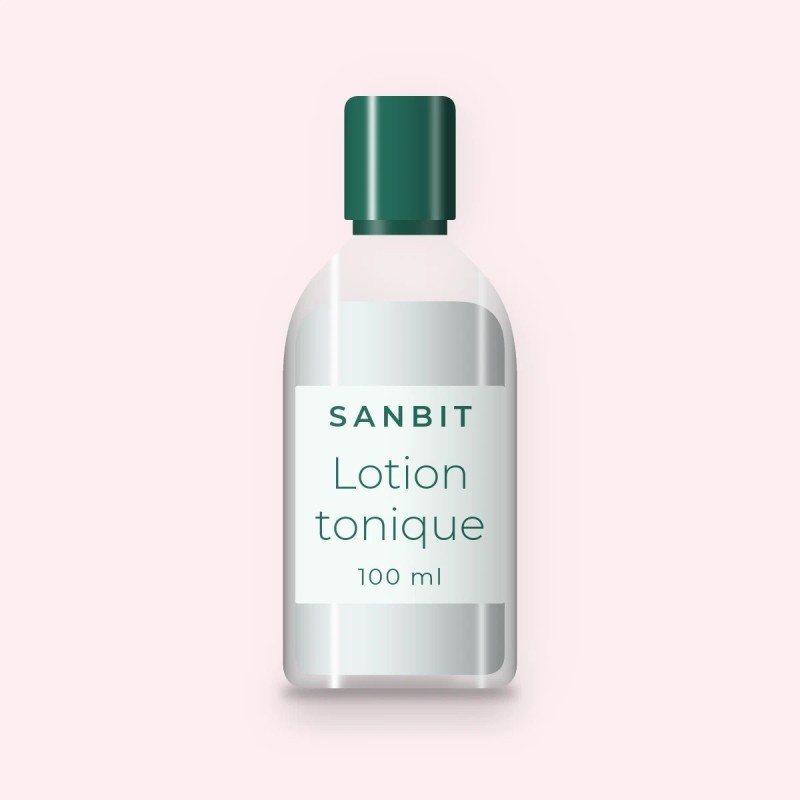 Lotion tonique peaux sensibles à l'acide lactique – Sanbit, flacon 100 ml