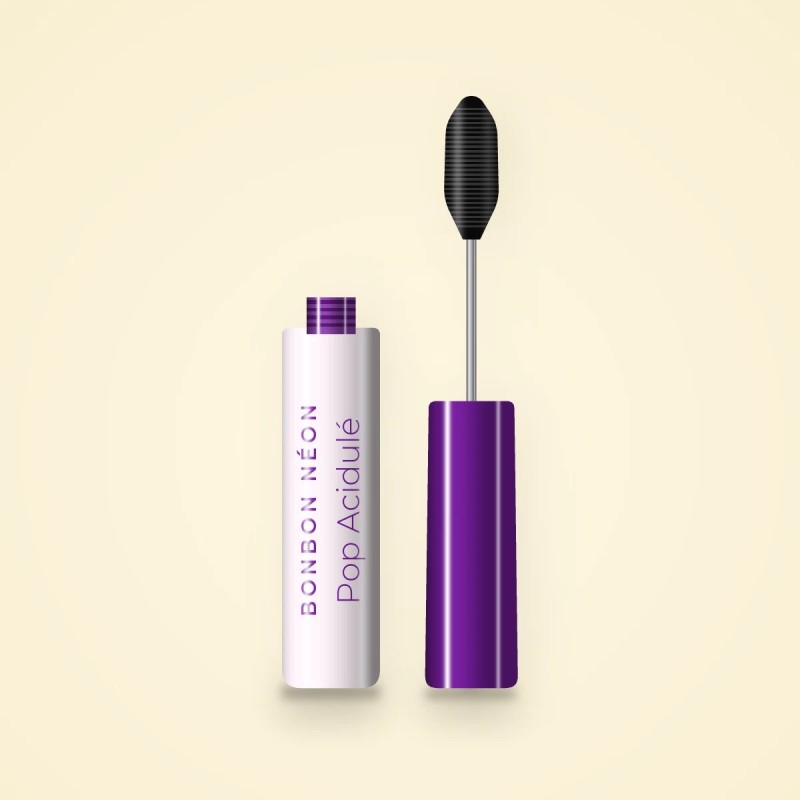 Mascara Pop Acidulé au bambou – Bonbon Néon, flacon et brosse 4 ml, teinte Noir intense