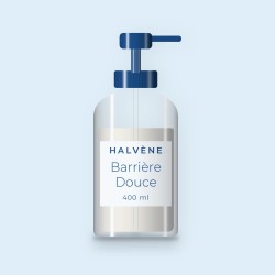 Nettoyant visage équilibrant Barrière Douce – Halvène, flacon-pompe 400 ml