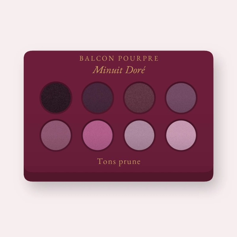 Palette yeux harmonieuse Minuit Doré – Balcon Pourpre, 4 × 1,2 g, teinte Tons prune