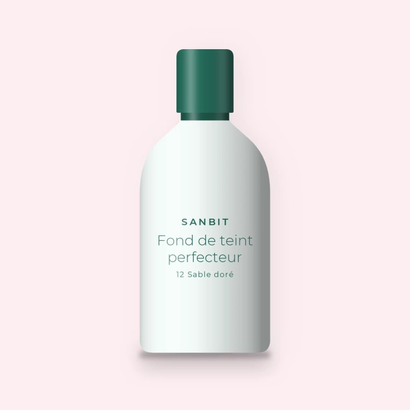 Fond de teint perfecteur à l'eau de rose – Sanbit, flacon 30 ml, teinte 12 Sable doré