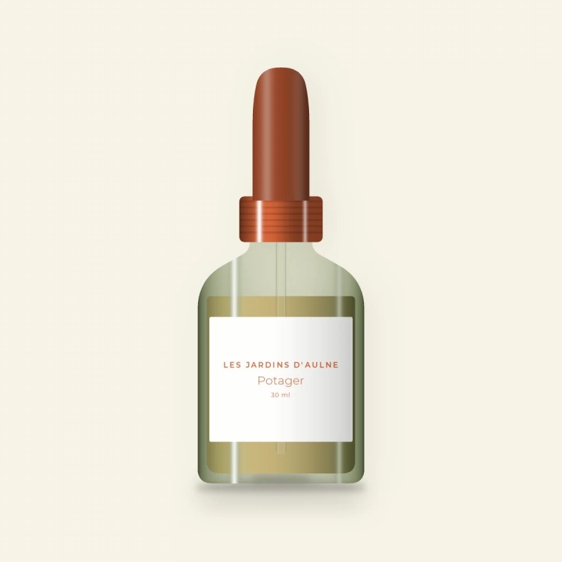 Huile capillaire douceur Potager – Les Jardins d'Aulne, flacon compte-gouttes 30 ml