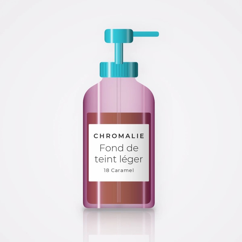 Fond de teint léger à l'allantoïne – Chromalie, flacon-pompe 35 ml, teinte 18 Caramel