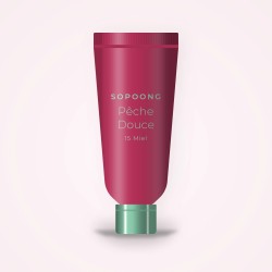 Fond de teint Pêche Douce au squalane – Sopoong, tube 30 ml, teinte 15 Miel
