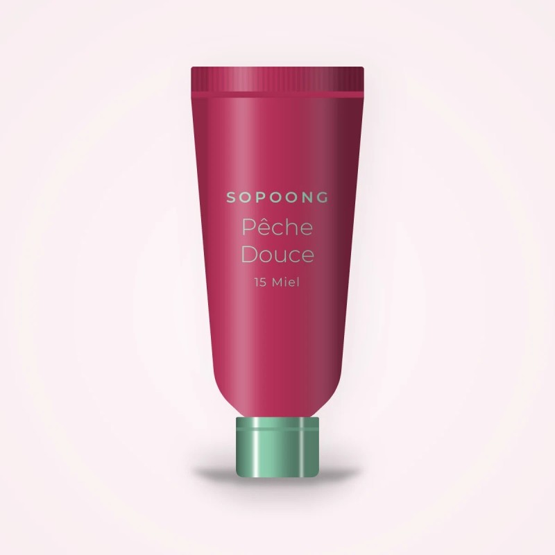 Fond de teint Pêche Douce au squalane – Sopoong, tube 30 ml, teinte 15 Miel