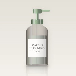 Shampooing Cube Marin à la fleur d'hibiscus – Galet Nu, flacon-pompe 250 ml