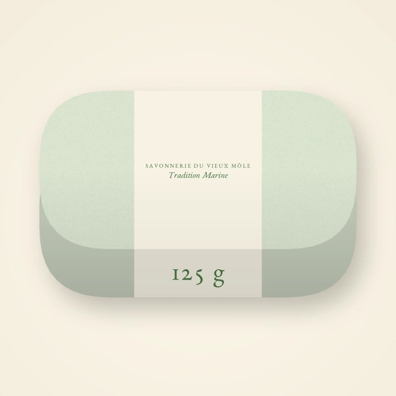 Savon Tradition Marine aux noyaux d'olive – Savonnerie du Vieux Môle, pain 125 g