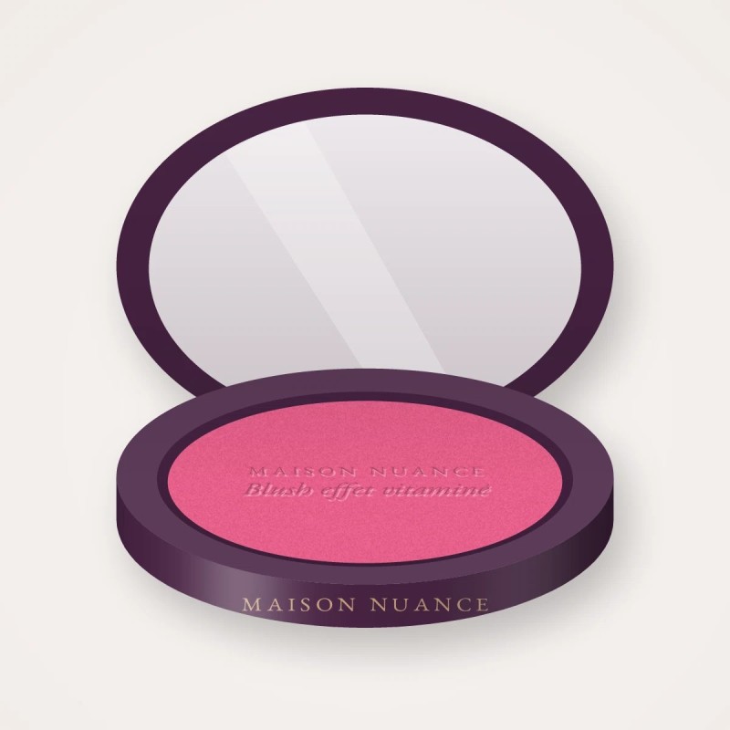 Blush effet vitaminé à l'extrait de rose – Maison Nuance, boîtier 4 g, teinte 06 Rose vif