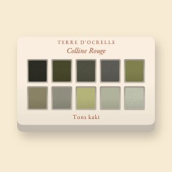 Palette yeux Colline Rouge saisonnière – Terre d'Ocrelle, 12 × 1 g, teinte Tons kaki