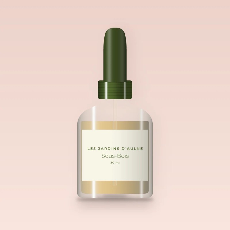 Huile capillaire soyeuse Sous-Bois – Les Jardins d'Aulne, flacon compte-gouttes 30 ml