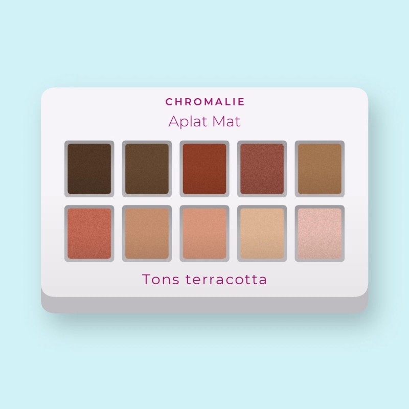 Palette yeux Aplat Mat sans effet poudreux – Chromalie, 4 × 1,2 g, teinte Tons terracotta