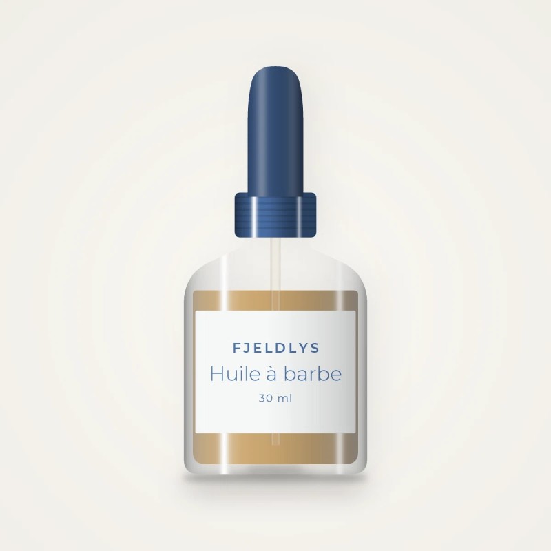 Huile à barbe nutrition intense à l'olive – Fjeldlys, flacon compte-gouttes 30 ml