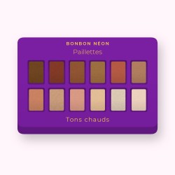 Palette yeux résistante à l'eau Paillettes – Bonbon Néon, 12 × 1 g, teinte Tons chauds