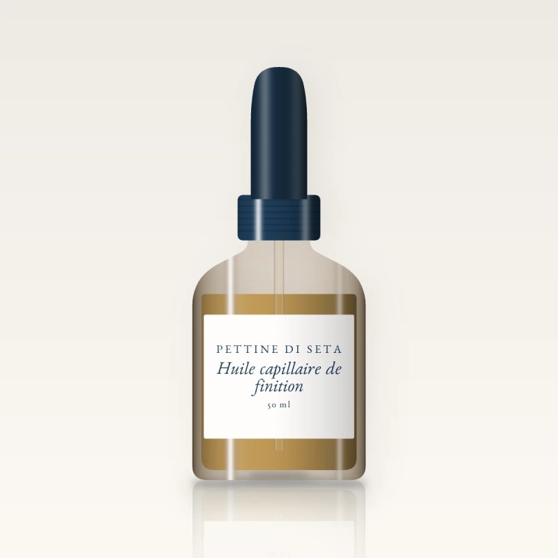 Huile capillaire de finition à la noisette – Pettine di Seta, flacon compte-gouttes 50 ml