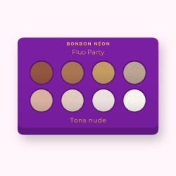 Palette yeux Fluo Party à l'huile de noisette – Bonbon Néon, 12 × 1 g, teinte Tons nude