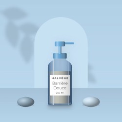 Gel douche Barrière Douce à la camomille – Halvène, photo d'ambiance