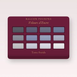Palette yeux Velours d'Encre à la poudre de perle – Balcon Pourpre, 12 × 1 g, teinte Tons froids