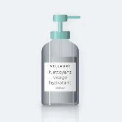 Nettoyant visage hydratant au charbon végétal – Vellaure, flacon-pompe 200 ml