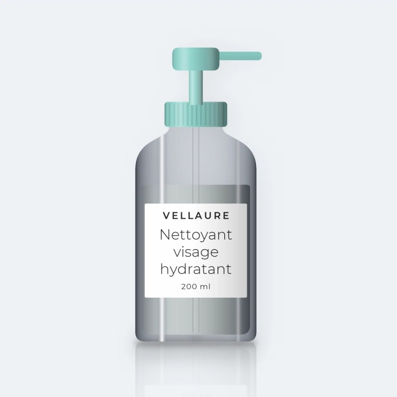 Nettoyant visage hydratant au charbon végétal – Vellaure, flacon-pompe 200 ml