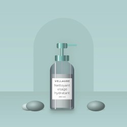 Nettoyant visage hydratant au charbon végétal – Vellaure, photo d'ambiance