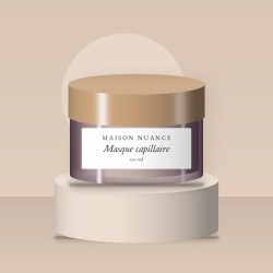 Masque capillaire hydratation intense au beurre de cacao – Maison Nuance, photo d'ambiance