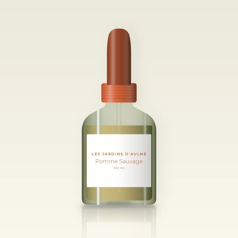 Huile capillaire Pomme Sauvage au romarin – Les Jardins d'Aulne, flacon compte-gouttes 100 ml